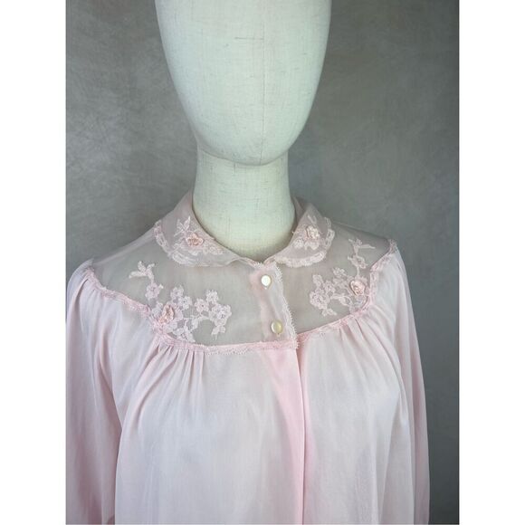 Vintage 1960s Nylon Bed Jacket Lingerie Baby Pink - Picture 7 of 8